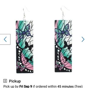 COPY - Anime Demon Slayer Shinobu Butterfly Earrings Acrylic Ear Dangler Cosplay